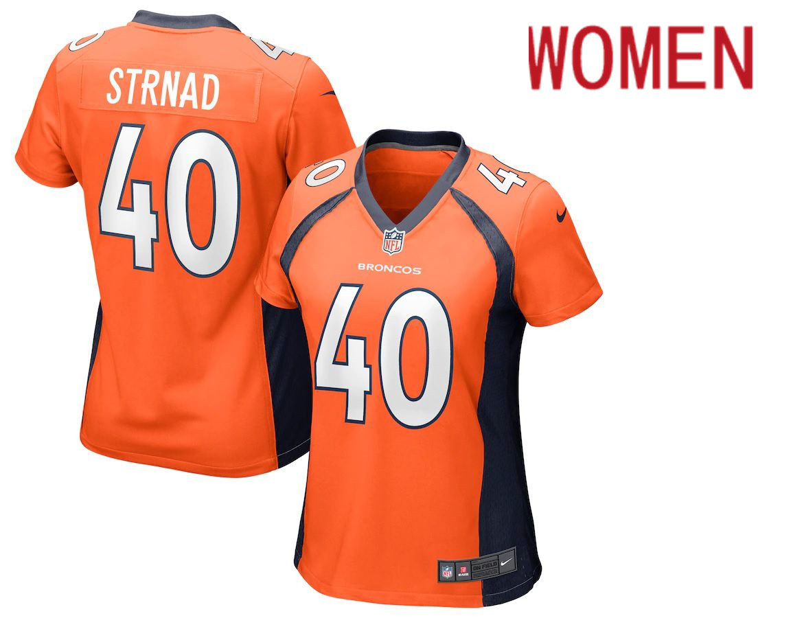 Women Denver Broncos #40 Justin Strnad Nike Orange Game NFL Jersey